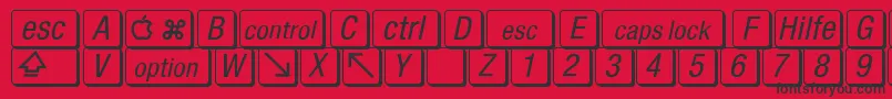 Fonte MacKeyCaps – fontes pretas em um fundo vermelho