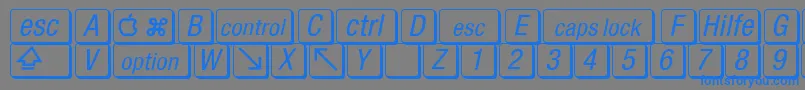 Czcionka MacKeyCaps – niebieskie czcionki na szarym tle