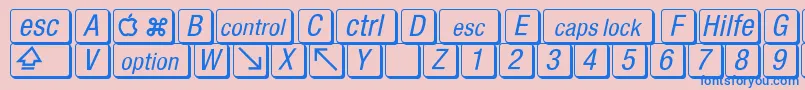 MacKeyCaps Font – Blue Fonts on Pink Background