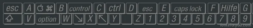 MacKeyCaps Font – Gray Fonts on Black Background