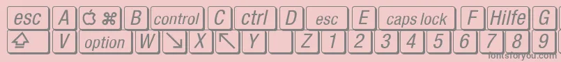 Czcionka MacKeyCaps – szare czcionki na różowym tle