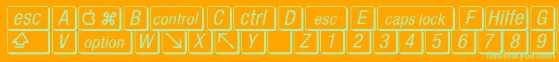 Czcionka MacKeyCaps – zielone czcionki na pomarańczowym tle