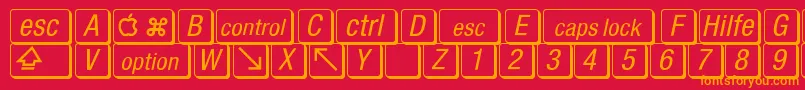 MacKeyCaps Font – Orange Fonts on Red Background