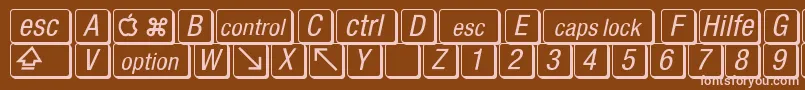 MacKeyCaps Font – Pink Fonts on Brown Background