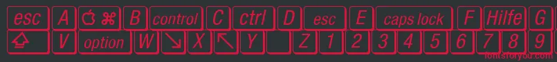 MacKeyCaps Font – Red Fonts on Black Background