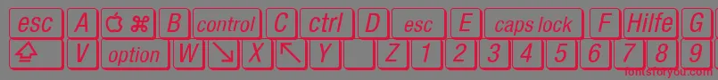 Czcionka MacKeyCaps – czerwone czcionki na szarym tle