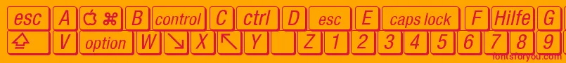 MacKeyCaps Font – Red Fonts on Orange Background