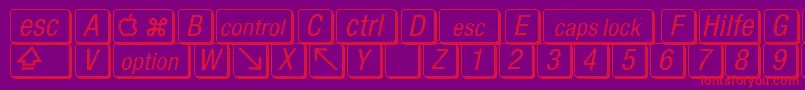 フォントMacKeyCaps – 紫の背景に赤い文字