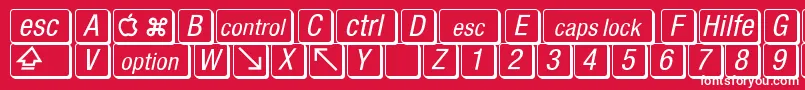 Czcionka MacKeyCaps – białe czcionki na czerwonym tle