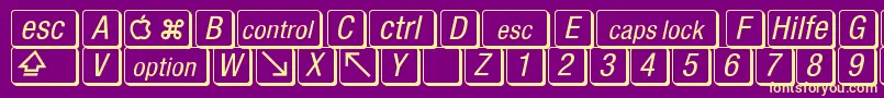 fuente MacKeyCaps – Fuentes Amarillas Sobre Fondo Morado