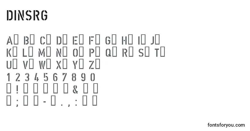 A fonte DINSRG   (125112) – alfabeto, números, caracteres especiais
