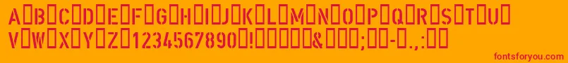 DINSRG   Font – Red Fonts on Orange Background