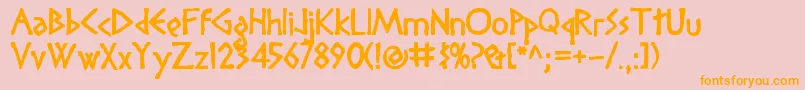 フォントDIOGENES – オレンジの文字がピンクの背景にあります。