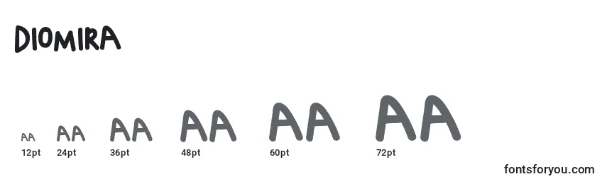 Размеры шрифта DIOMIRA