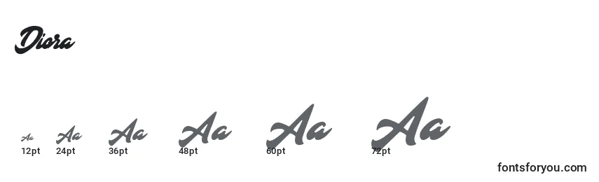 Размеры шрифта Diora