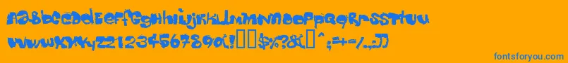 DIPPEX  -Schriftart – Blaue Schriften auf orangefarbenem Hintergrund