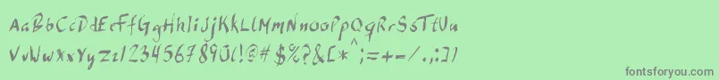 フォントDirdyBirdy – 緑の背景に灰色の文字