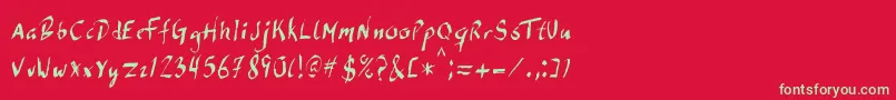 フォントDirdyBirdy – 赤い背景に緑の文字