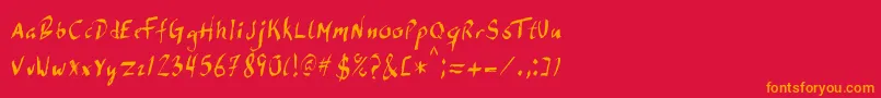 フォントDirdyBirdy – 赤い背景にオレンジの文字