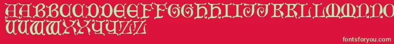 MediaevalCaps Font – Green Fonts on Red Background