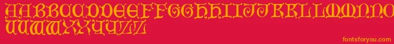 MediaevalCaps Font – Orange Fonts on Red Background
