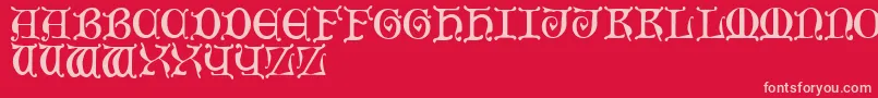 MediaevalCaps Font – Pink Fonts on Red Background