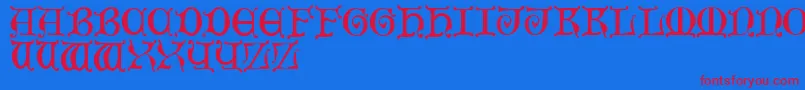 Czcionka MediaevalCaps – czerwone czcionki na niebieskim tle