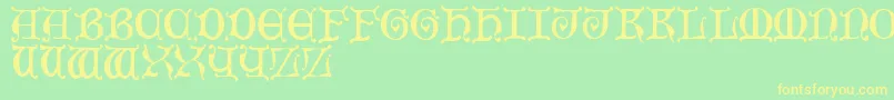 フォントMediaevalCaps – 黄色の文字が緑の背景にあります