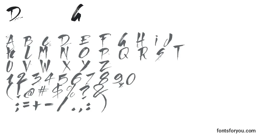 A fonte Direct du Gauche – alfabeto, números, caracteres especiais