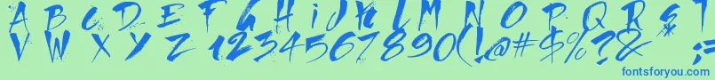 Direct du Gauche-Schriftart – Blaue Schriften auf grünem Hintergrund