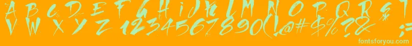 Direct du Gauche Font – Green Fonts on Orange Background