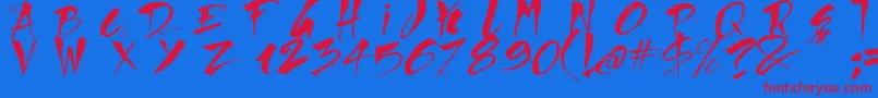 Direct du Gauche-Schriftart – Rote Schriften auf blauem Hintergrund