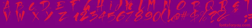 Direct du Gauche-Schriftart – Rote Schriften auf violettem Hintergrund