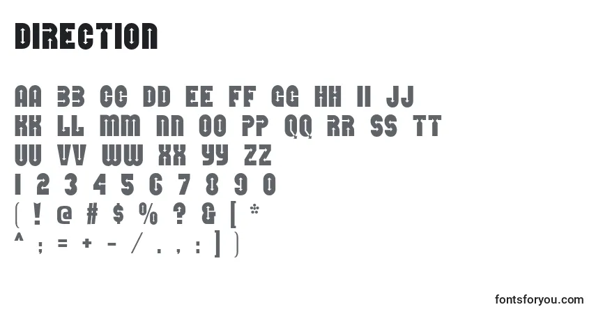 Czcionka Direction (125121) – alfabet, cyfry, specjalne znaki
