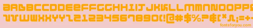 direktor-Schriftart – Orangefarbene Schriften auf rosa Hintergrund
