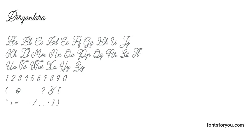 Czcionka Dirgantara – alfabet, cyfry, specjalne znaki