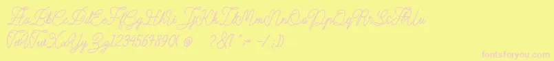 Dirgantara Font – Pink Fonts on Yellow Background