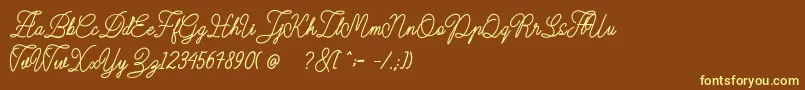 Dirgantara Font – Yellow Fonts on Brown Background