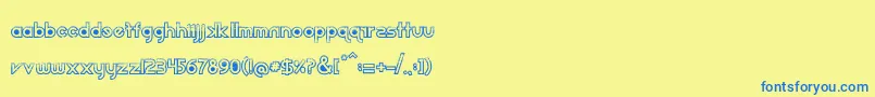 フォントDirt2 Echo – 青い文字が黄色の背景にあります。