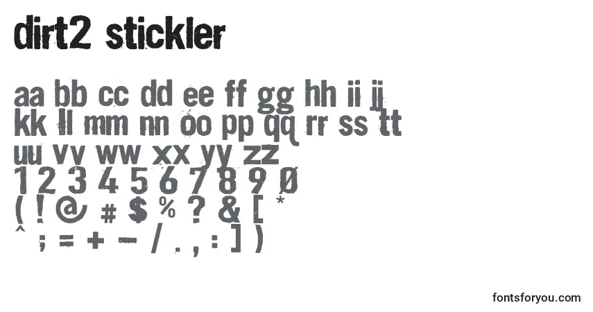 A fonte Dirt2 Stickler (125128) – alfabeto, números, caracteres especiais