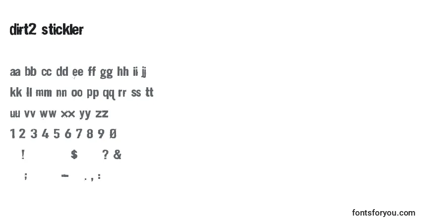 Schriftart Dirt2 Stickler (125129) – Alphabet, Zahlen, spezielle Symbole