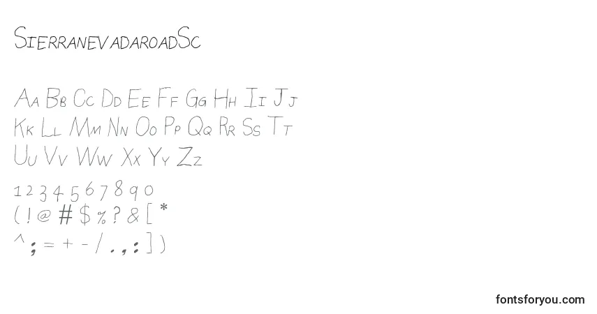 Шрифт SierranevadaroadSc – алфавит, цифры, специальные символы