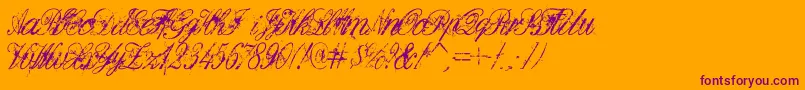 DIRTE   -Schriftart – Violette Schriften auf orangefarbenem Hintergrund