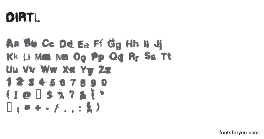Шрифт DIRTL    (125131) – алфавит, цифры, специальные символы