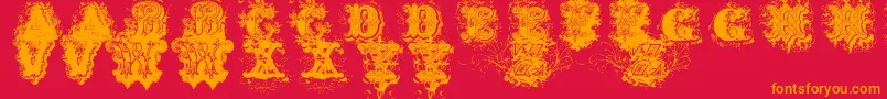 Dirty Ames 0 1 Font – Orange Fonts on Red Background