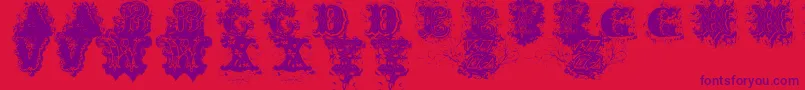 Dirty Ames 0 1-fontti – violetit fontit punaisella taustalla