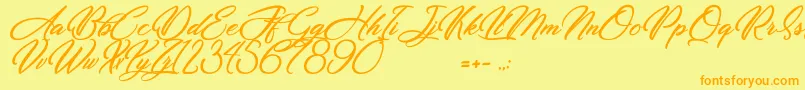 Dirty Bitch Font – Orange Fonts on Yellow Background