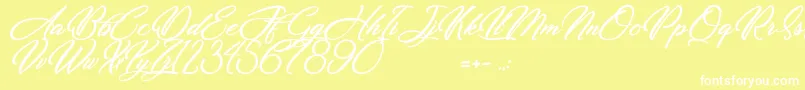 Dirty Bitch-Schriftart – Weiße Schriften auf gelbem Hintergrund