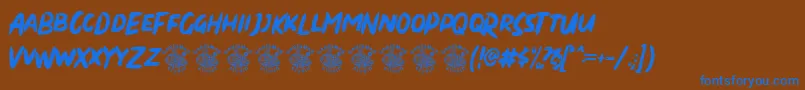 フォントDirty Brush – 茶色の背景に青い文字