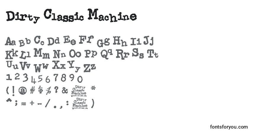 Schriftart Dirty Classic Machine – Alphabet, Zahlen, spezielle Symbole